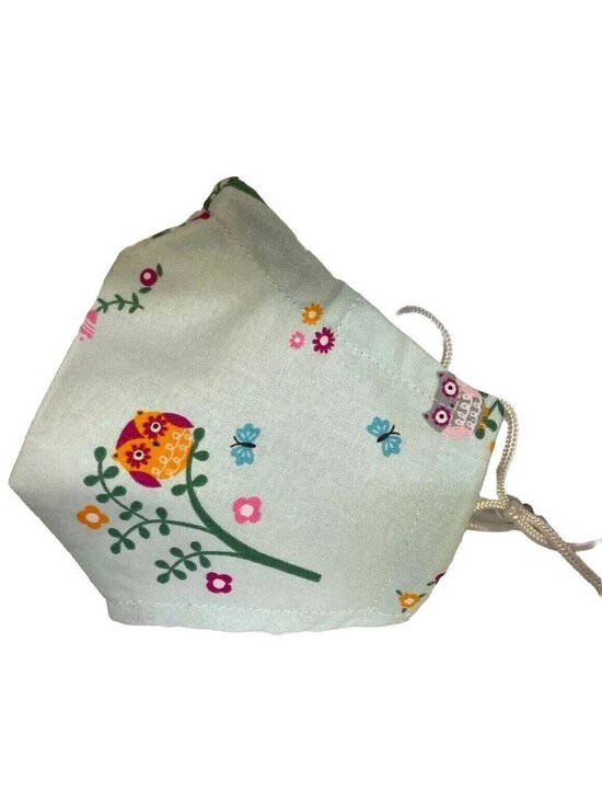 Handmade Other - Owl & Butterfly Handmade Cotton Face Mask Adjustable Blue Green
